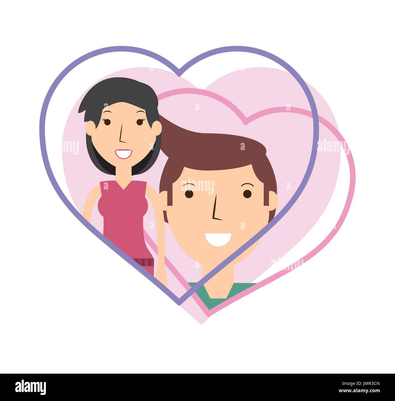 happy couple lover inside heart design Stock Vector Image & Art - Alamy