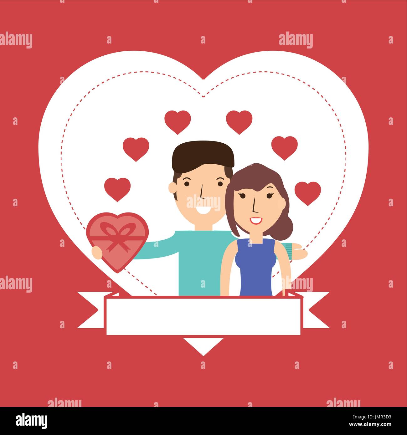 couple lover and romantic relationship with hearts Stock Vector Image ...