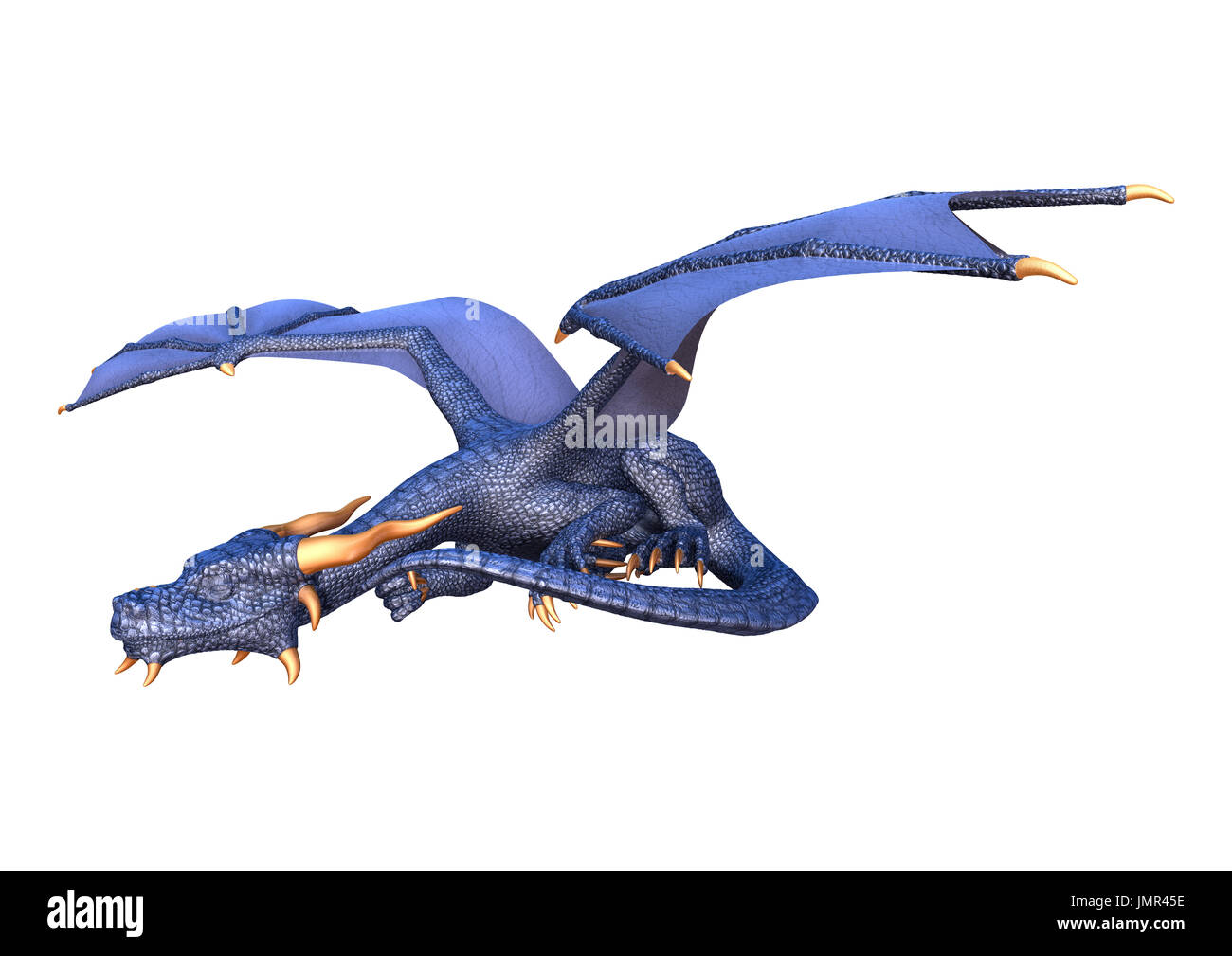 3D rendering of a blue fantasy dragon isolated on white background ...