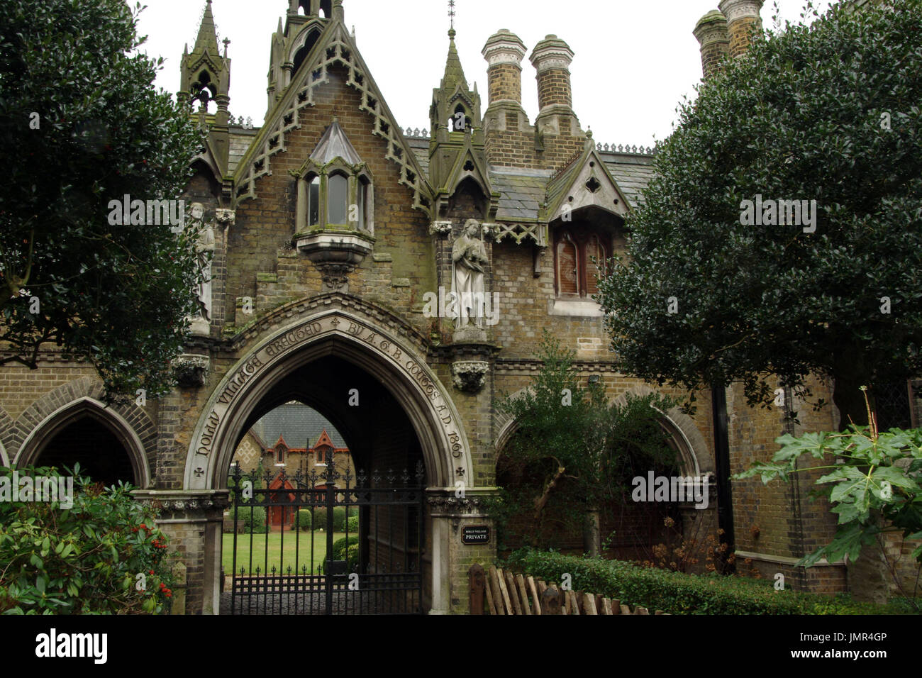 Holly Village, Grade 2 listed Gothic style buildings dating from 1865