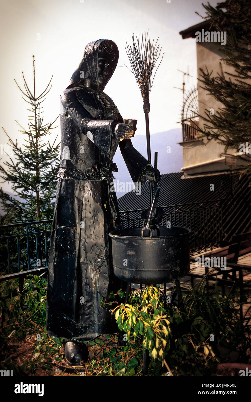 Italy Liguria Valle argentina Triora Monument to witch Stock Photo