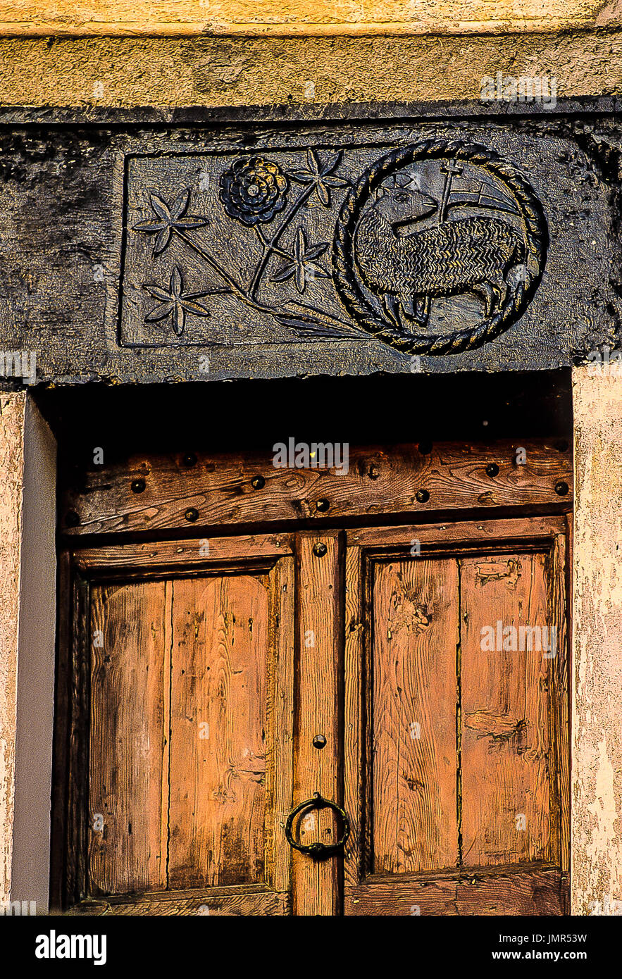 Italy  Liguria Valle Argentina Triora ancient door and Slate Stock Photo
