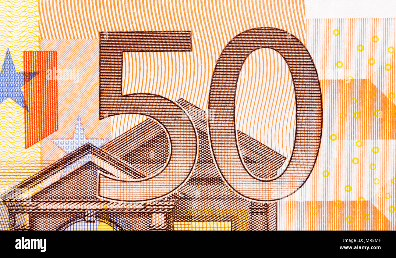 50 euro bill on macro. Stock Photo