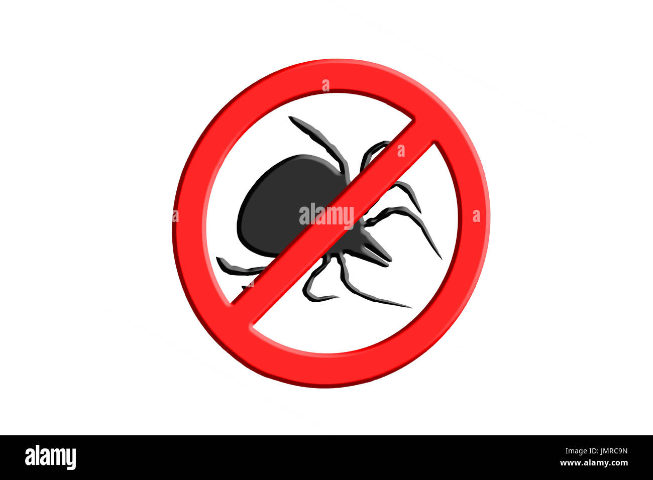 Tick symbol crossed out on red warning sign, symbolic for tick Free zone Stock Photo