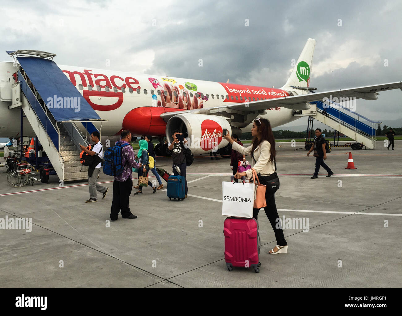 Yogyakarta, Indonesia - Apr 13, 2016. People coming to airport at Adisutjipto Airport in Yogyakarta, Indonesia. The Airport is the 4th busiest airport Stock Photo