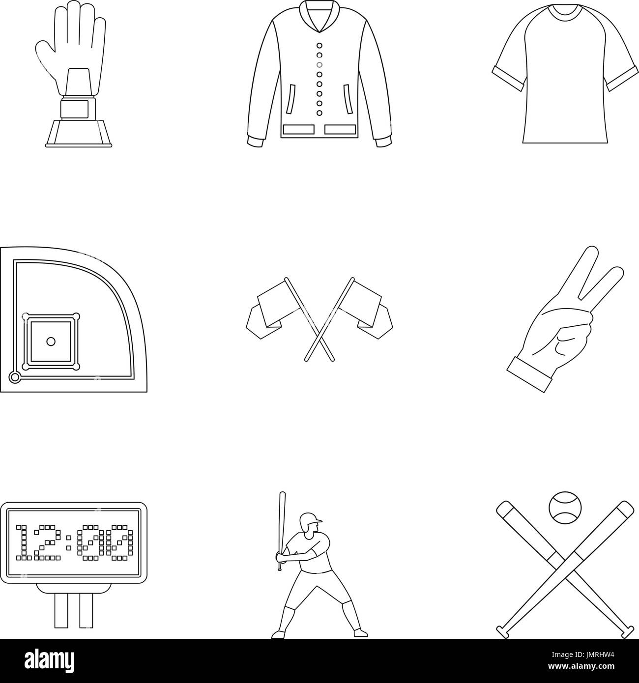 Baseball tournament icons set, outline style Stock Vector Image & Art ...