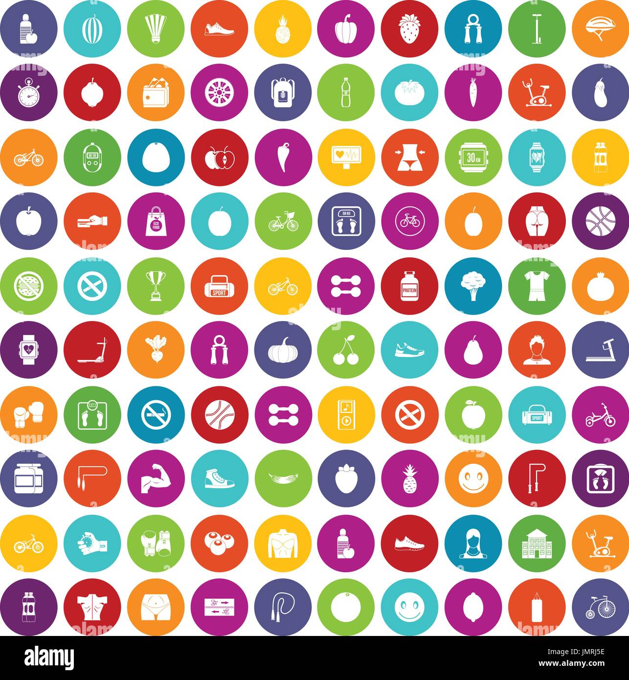 100 fitness icons set color Stock Vector Image & Art - Alamy