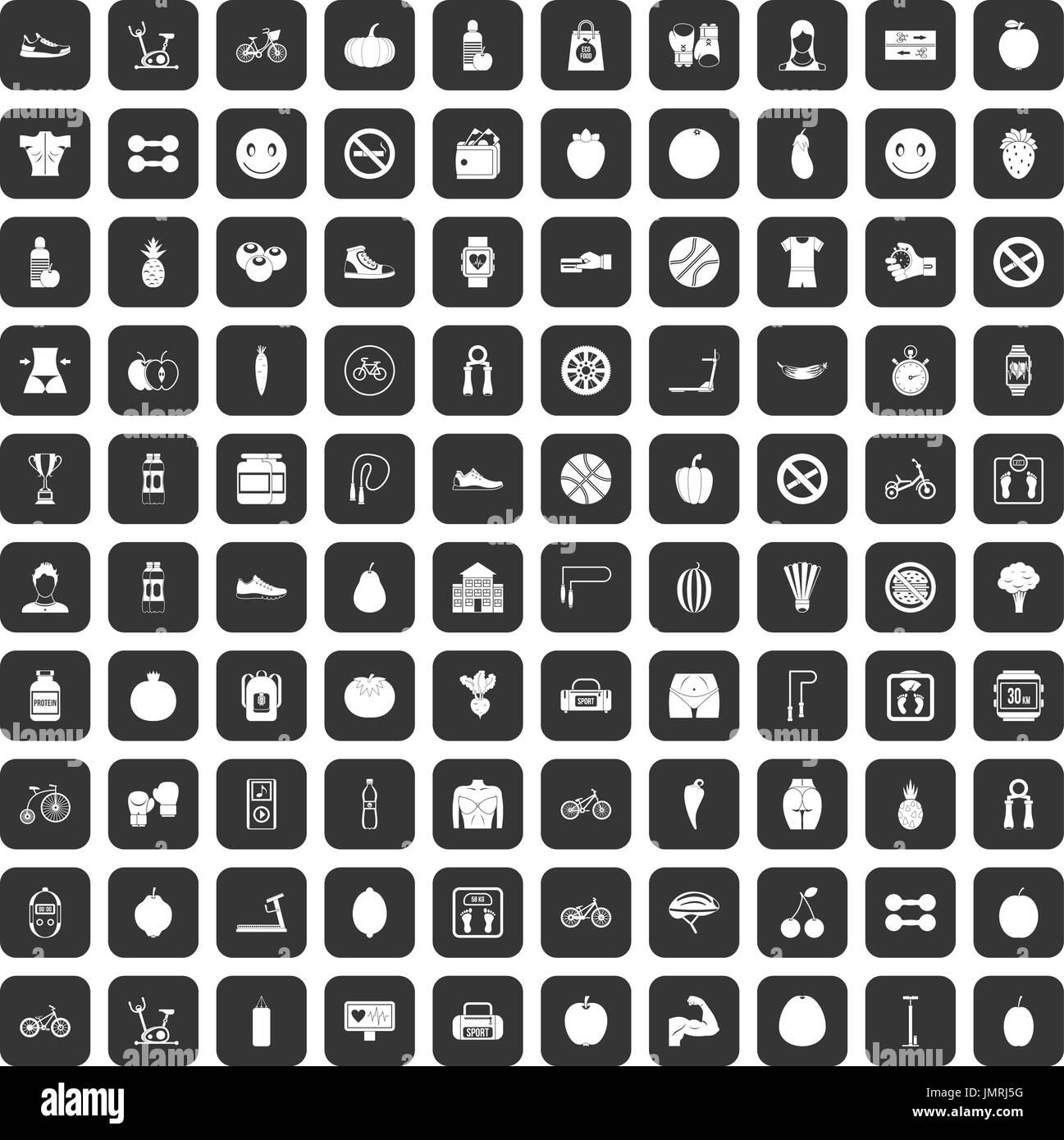 100 fitness icons set black Stock Vector Image & Art - Alamy