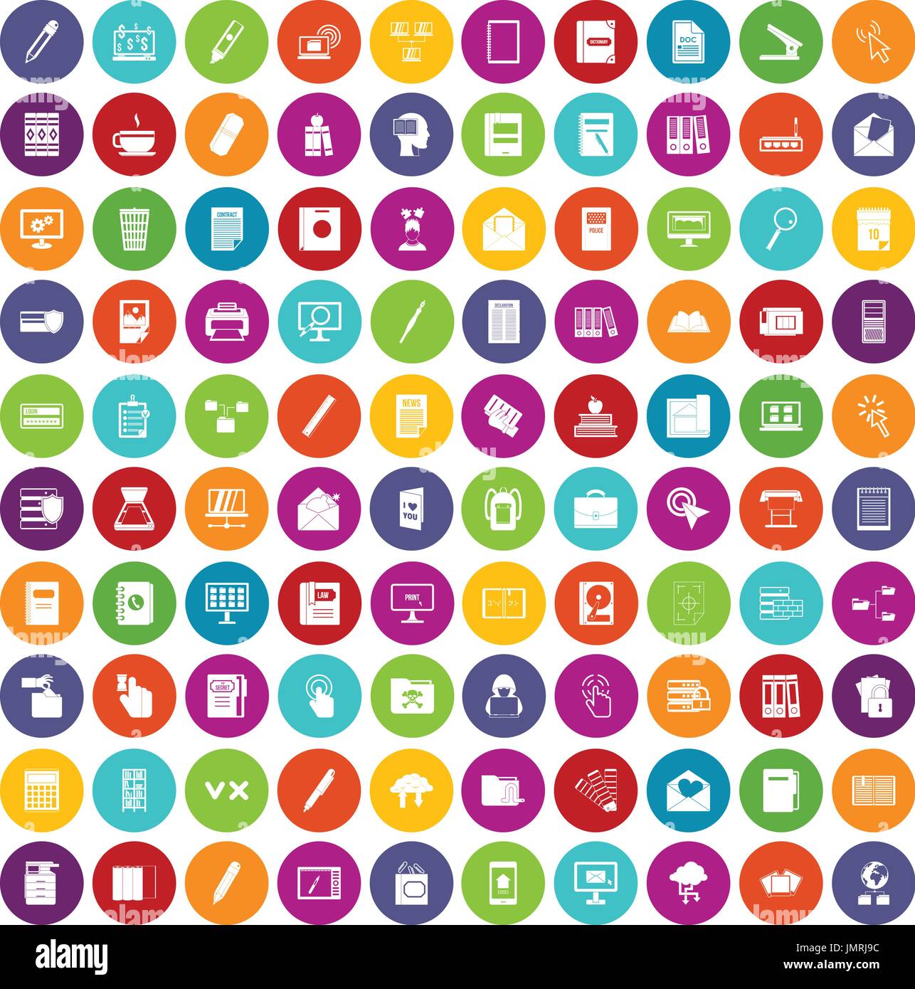 100 folder icons set color Stock Vector