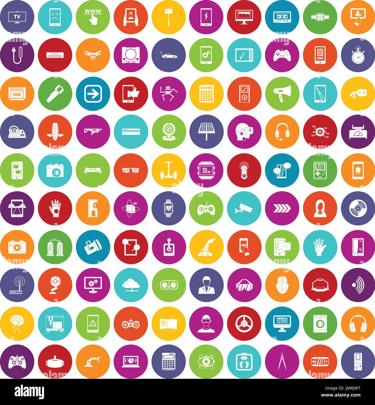 100 gadget icons set color Stock Vector