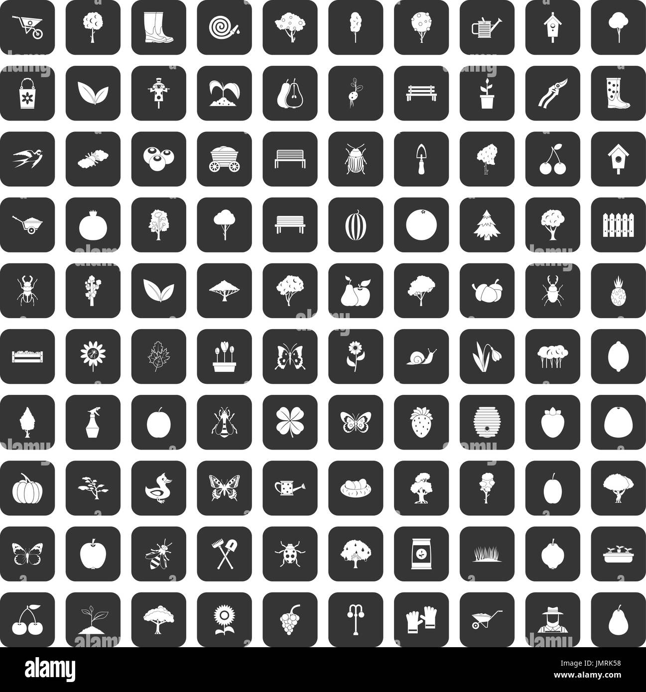 100 gardening icons set black Stock Vector Image & Art - Alamy