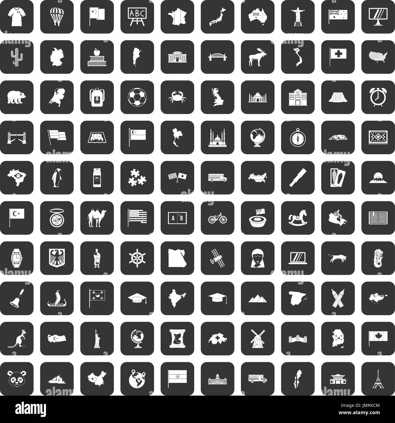100 geography icons set black Stock Vector Image & Art - Alamy
