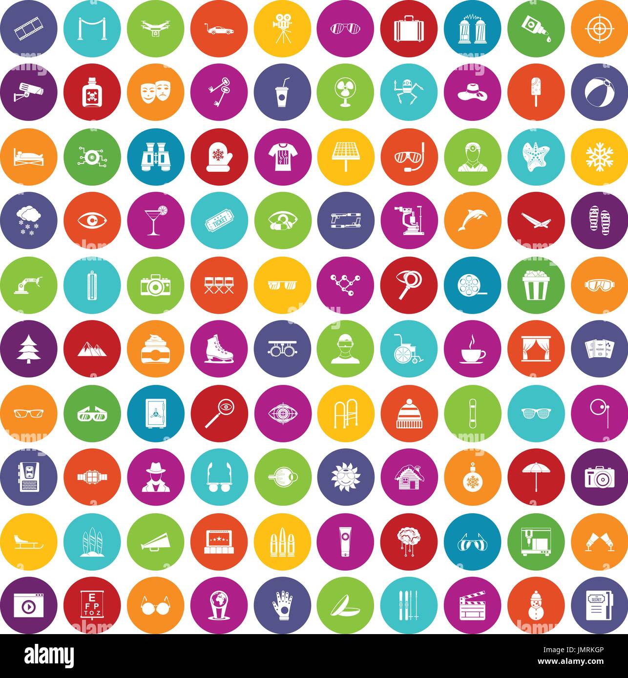 100 glasses icons set color Stock Vector