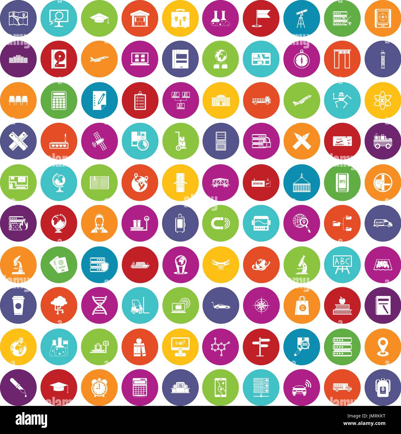 100 globe icons set color Stock Vector
