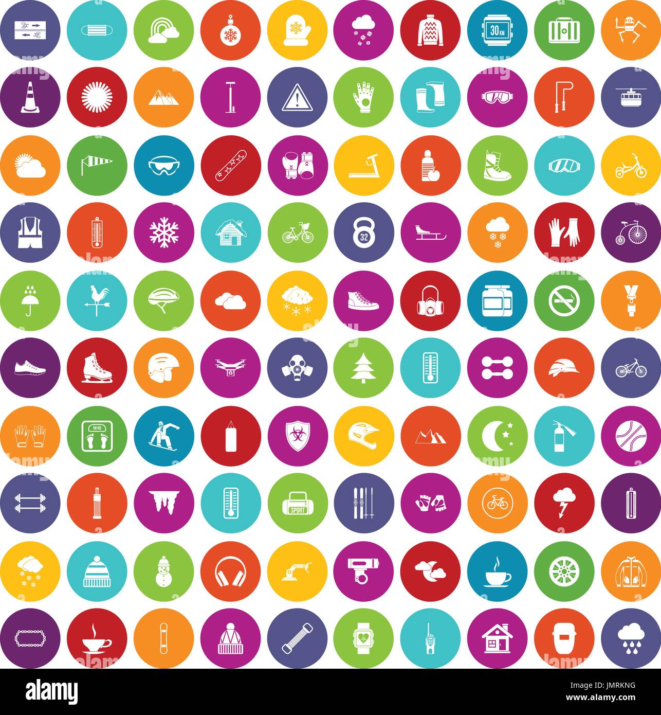 100 glove icons set color Stock Vector