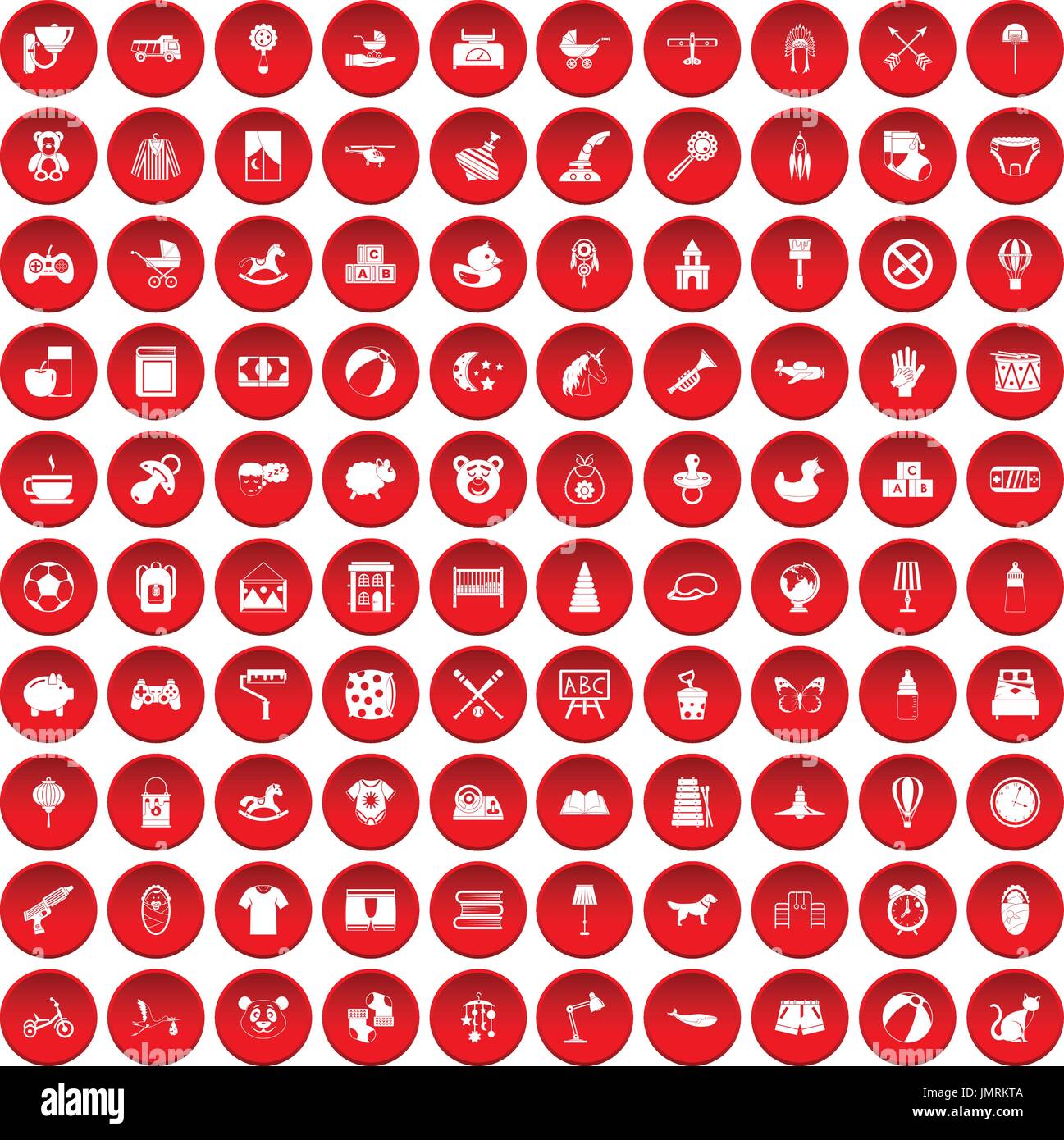 100 nursery icons set red Stock Vector Image & Art - Alamy