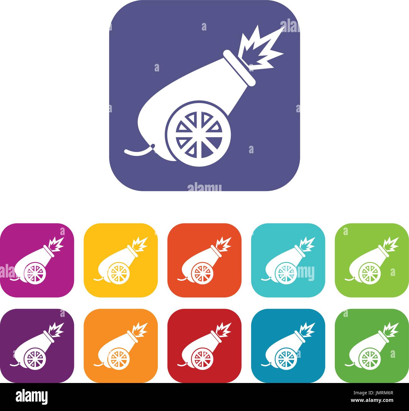 Circus cannon icons set Stock Vector