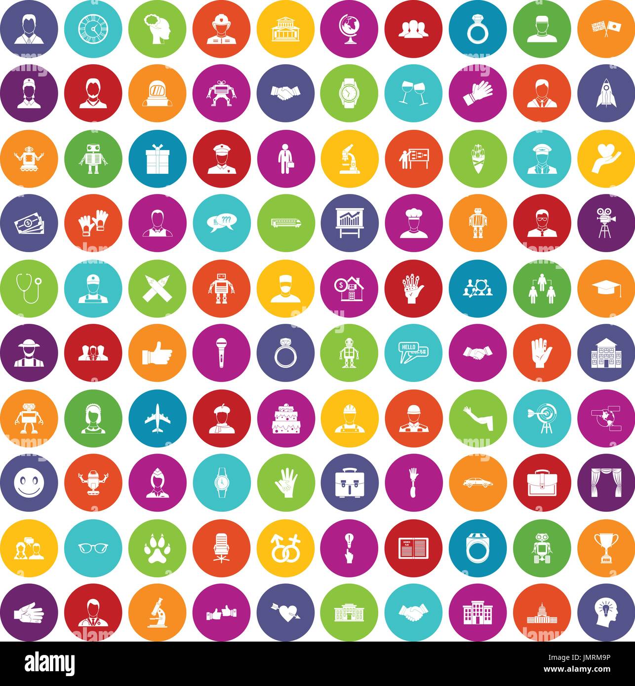 100 handshake icons set color Stock Vector