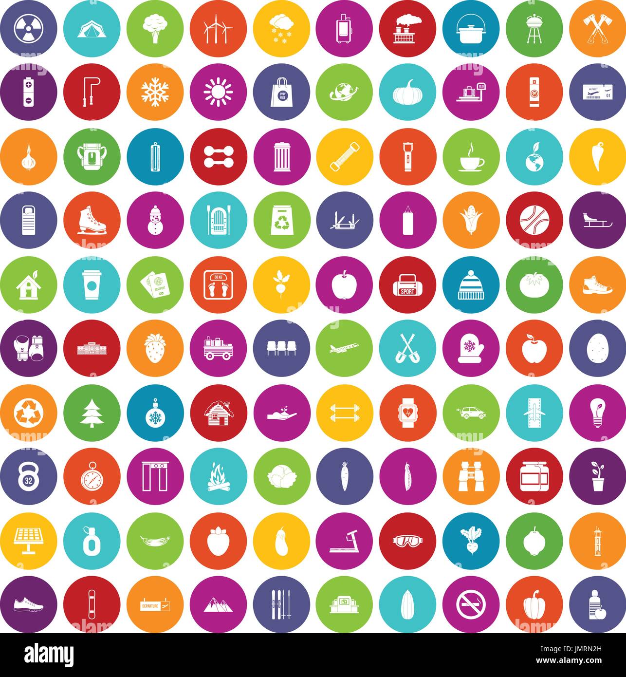 100 healthy lifestyle icons set color Stock Vector Image & Art - Alamy