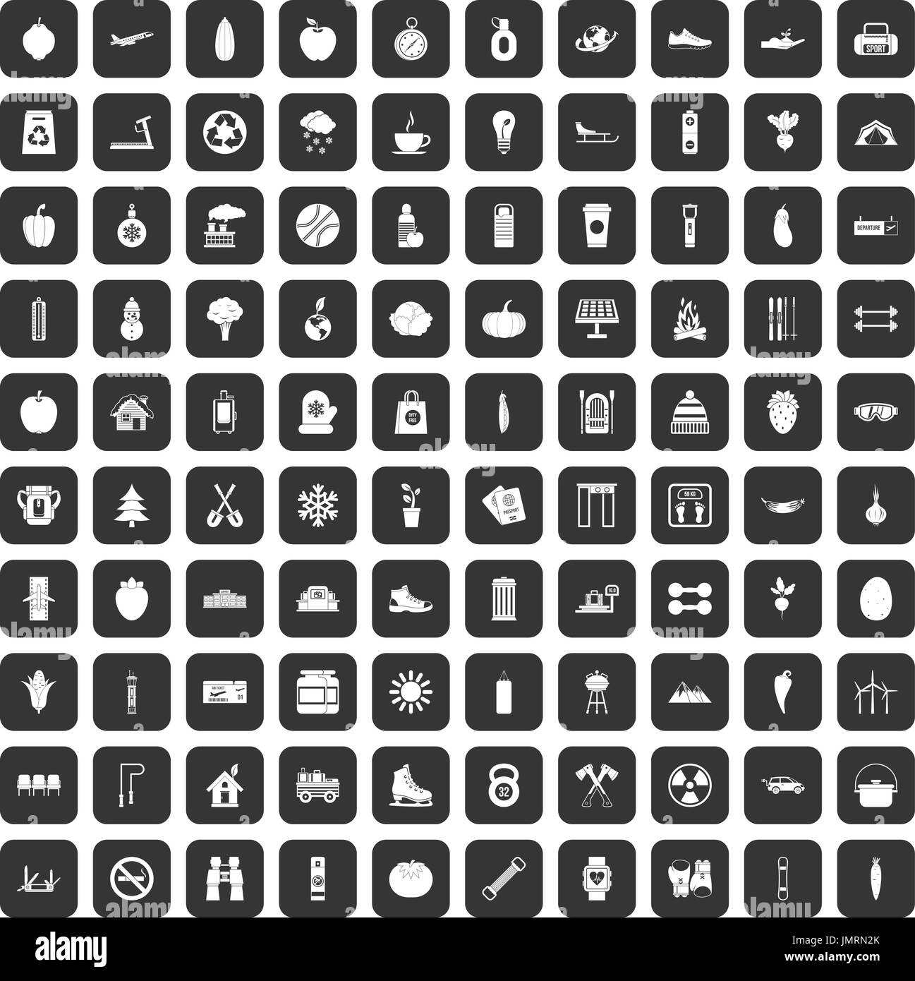 100 healthy lifestyle icons set black Stock Vector Image & Art - Alamy