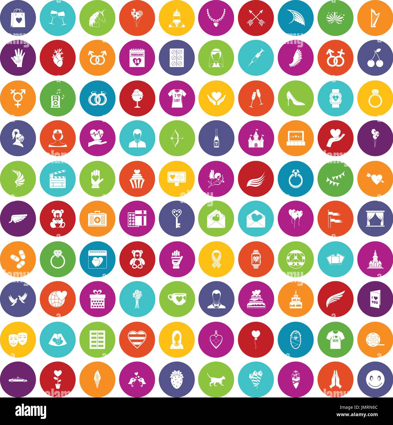 100 heart icons set color Stock Vector Image & Art - Alamy