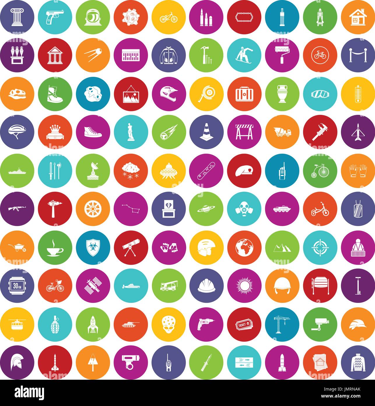 100 helmet icons set color Stock Vector