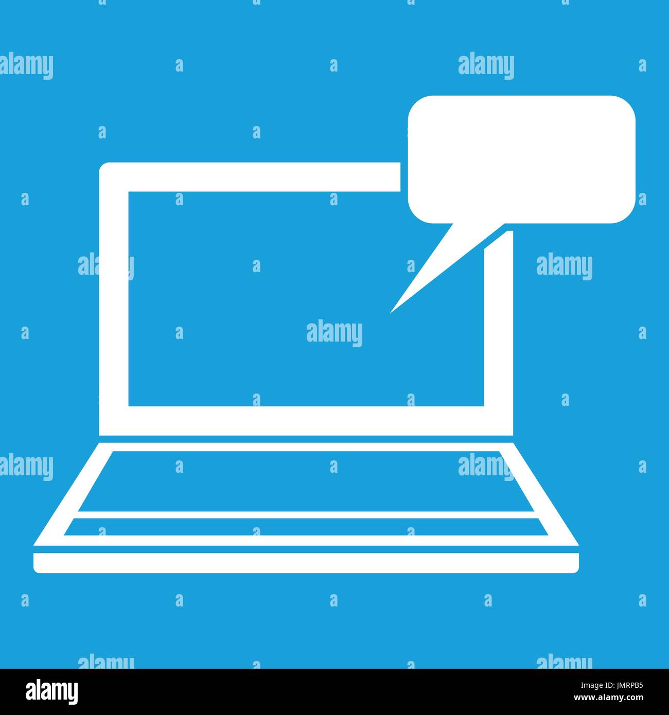 Laptop with bubble speech icon white Stock Vector Image & Art - Alamy