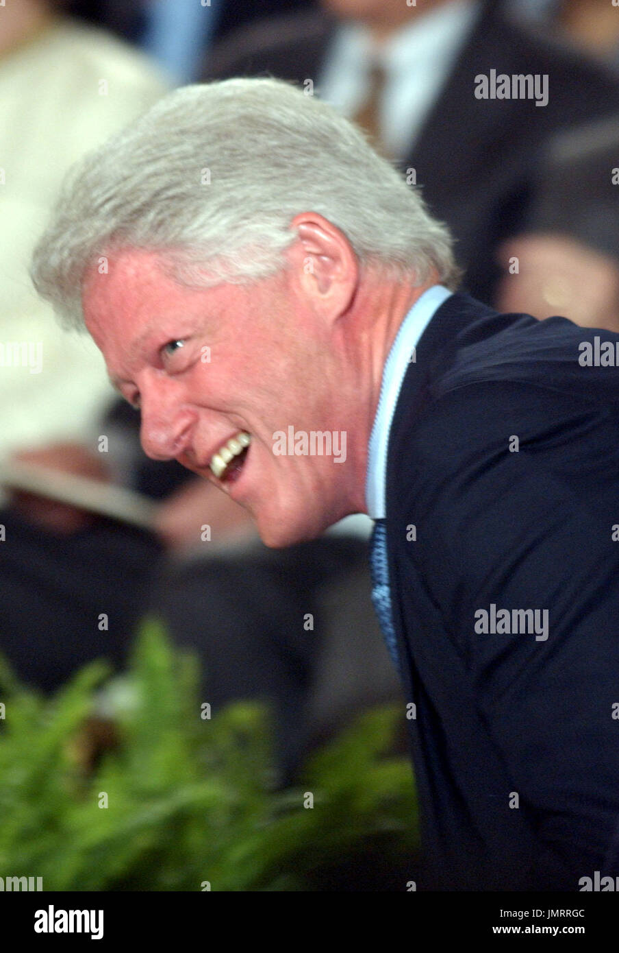 Washington, D.C. - June 14, 2004 -- Former United States President Bill Clinton enjoys a laugh at the White House ceremony where his portrait was unveiled at the White House in Washington, D.C. on June 14, 2004. Clinton was responding to a remark about his being the campaign chairman for George McGovern's failed presidential bid in Texas in 1972. Credit: Ron Sachs / CNP Stock Photo