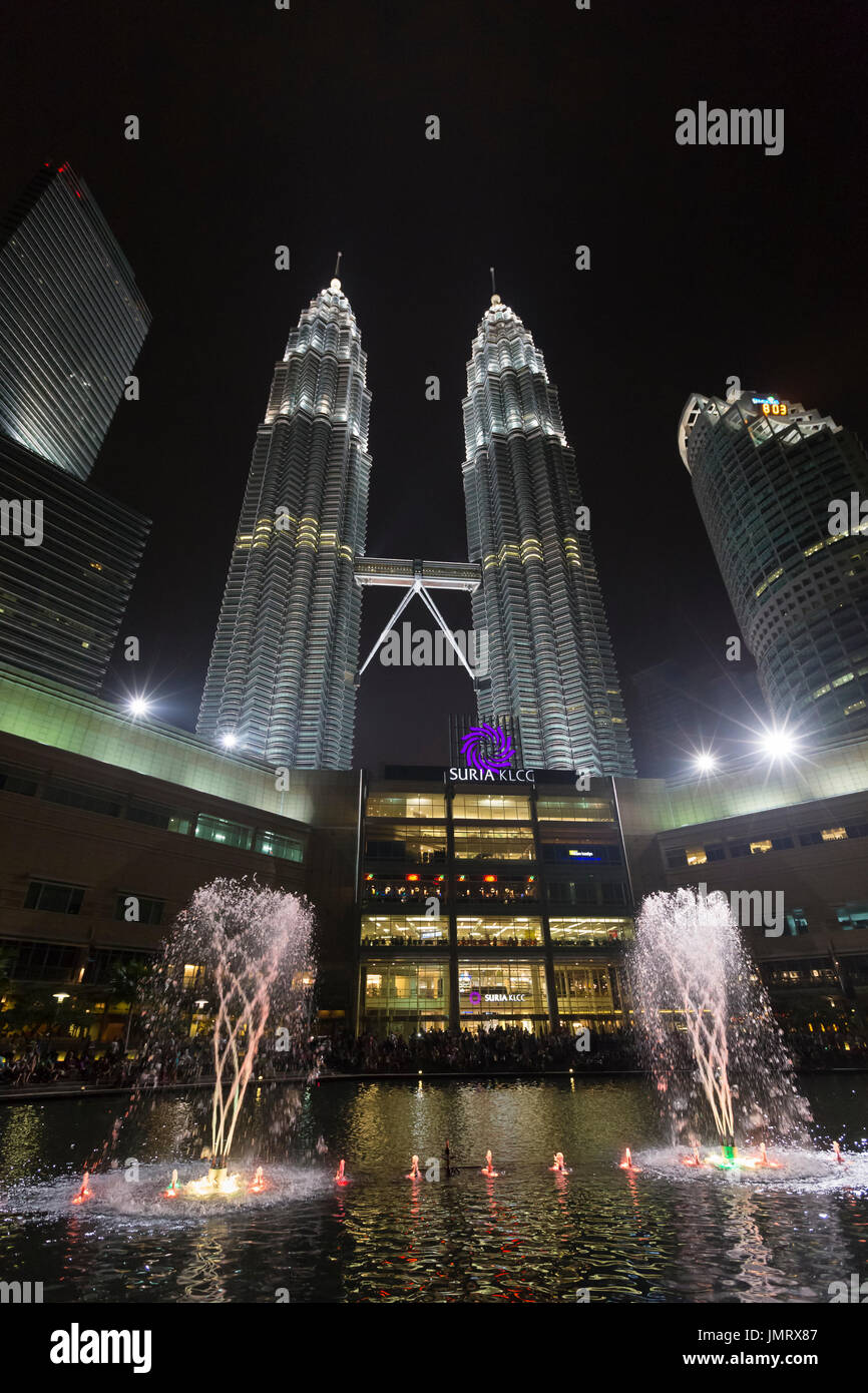 KLCC lake symphony water fountain show, Kuala Lumpur, Malaysia Stock