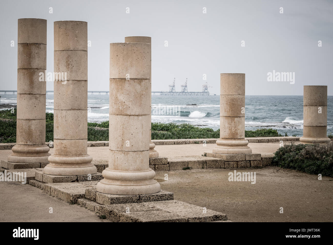 Pillars of past and presence Stock Photo