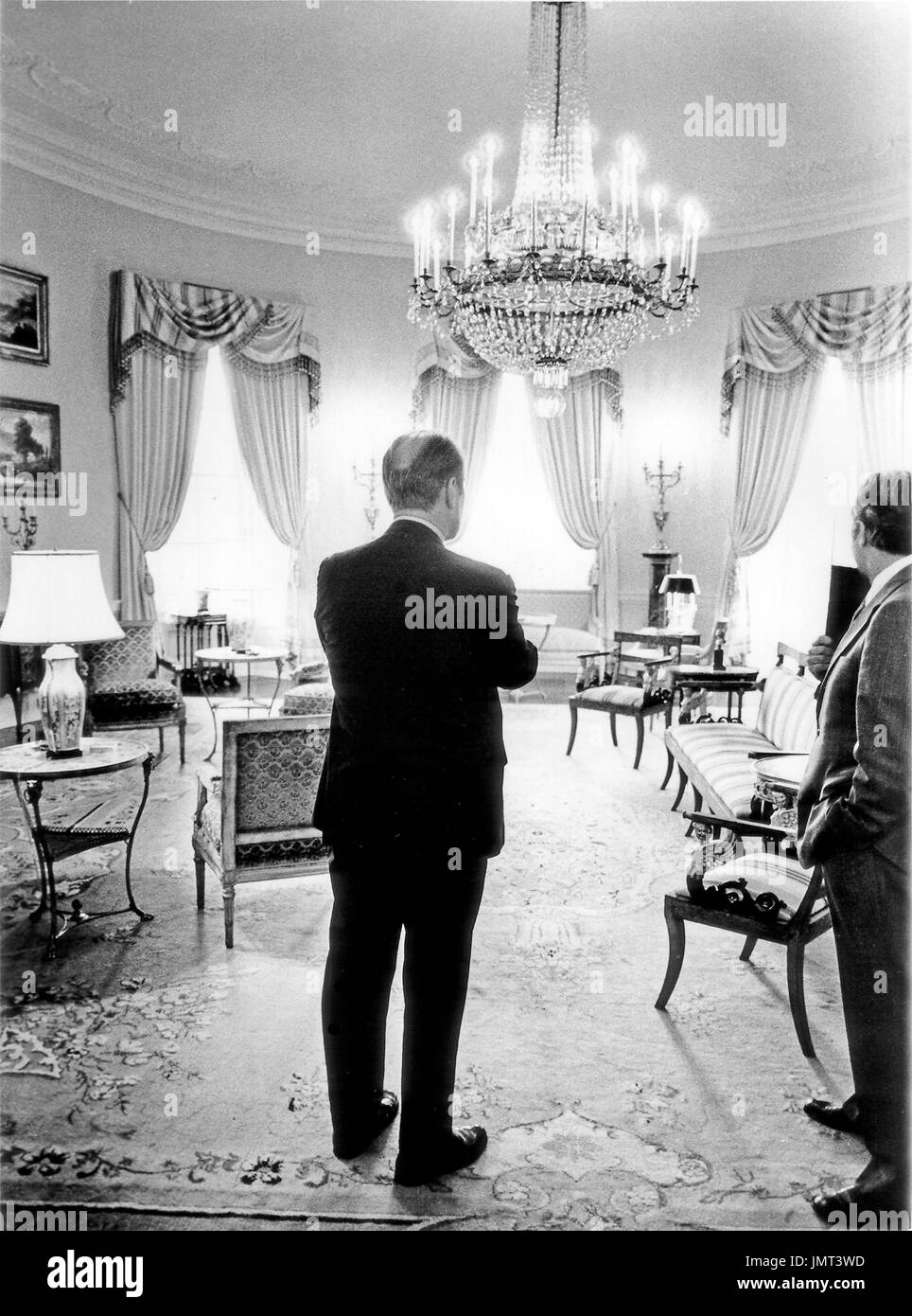 United States President Gerald R. Ford looks over the Yellow Oval Room ...
