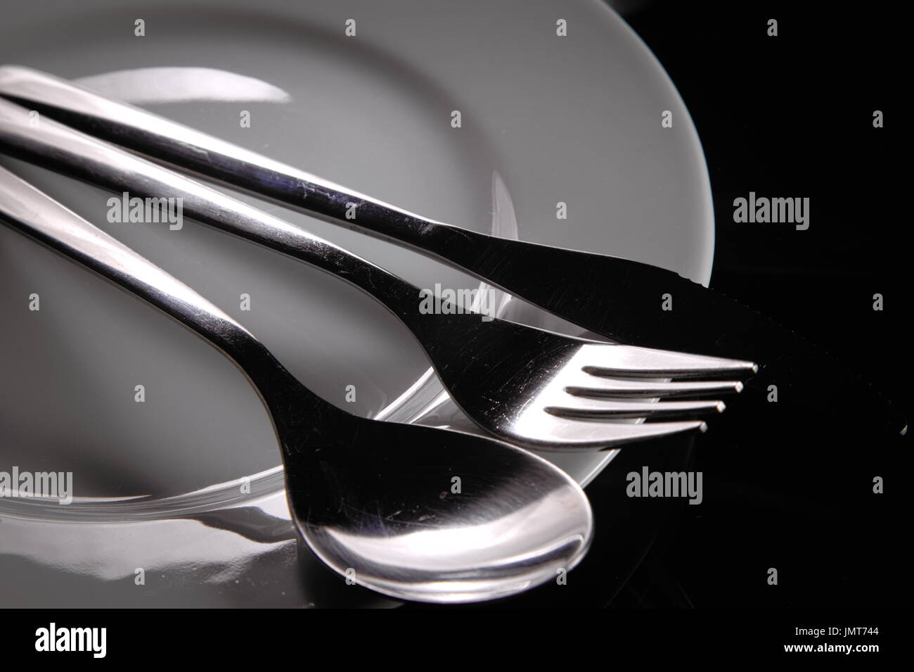 Cutlery on a plate Stock Photo Alamy