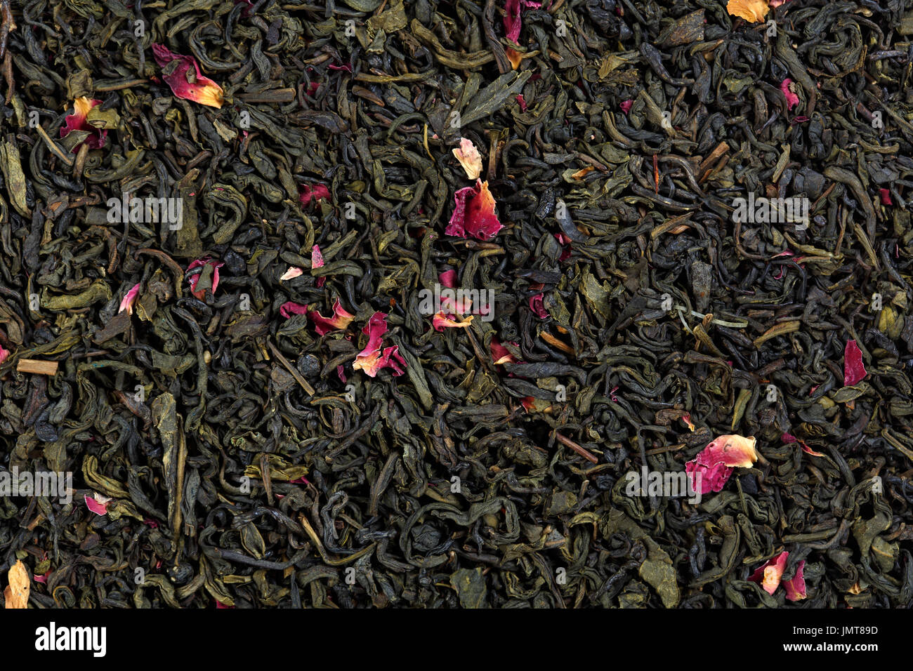 Tea blend of bergamot, rose petals, citrus aromas. Stock Photo