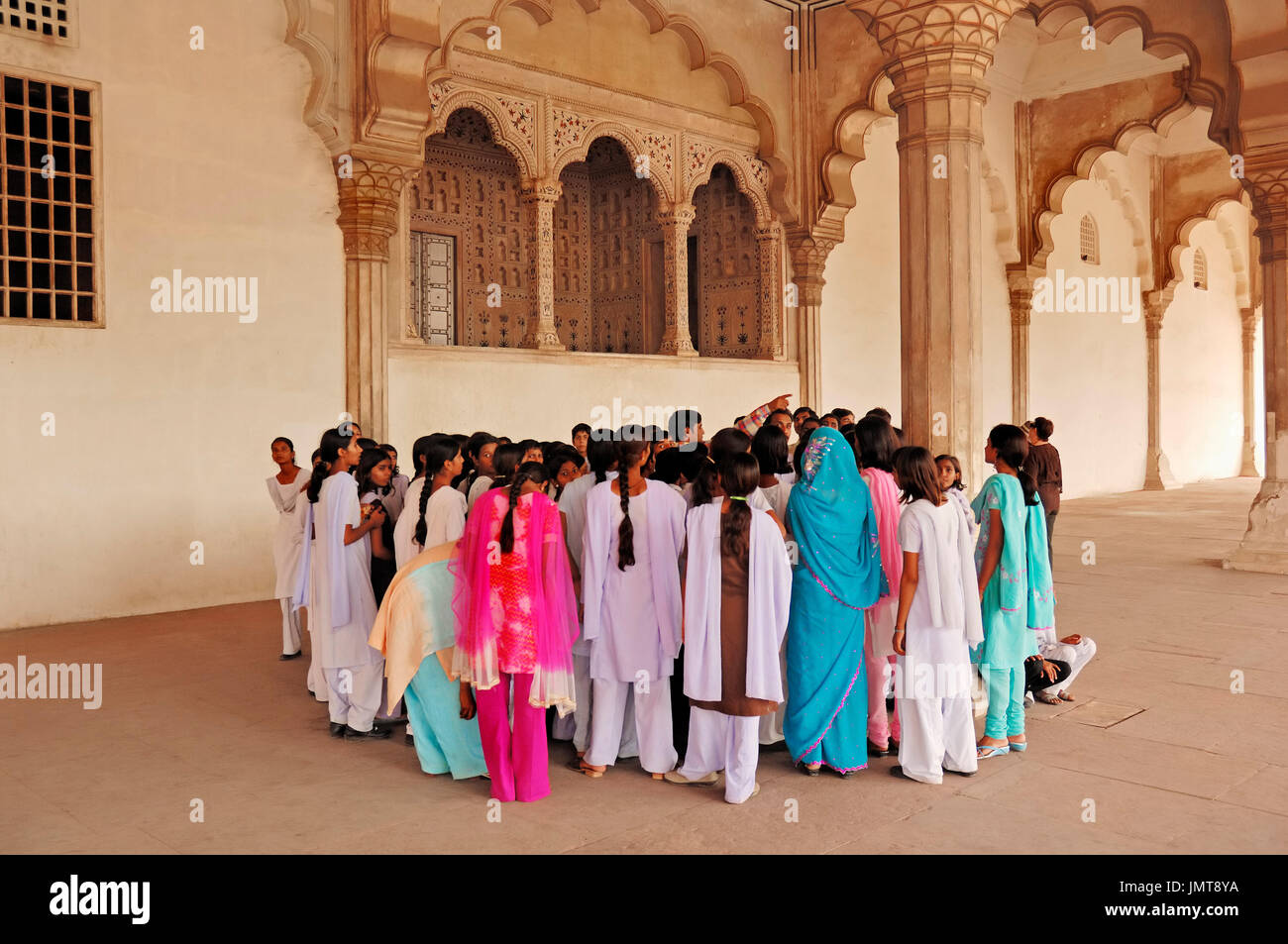 Indian girls, Red Fort, Agra, Uttar Pradesh, India | Indische Maedchen, Rotes Fort, Agra, Uttar Pradesh, Indien Stock Photo
