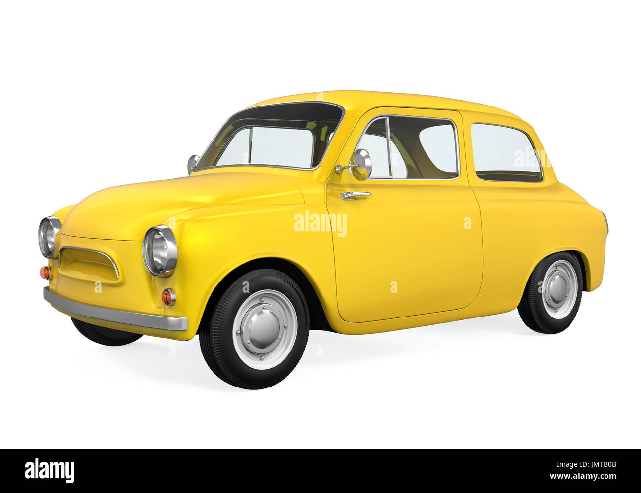 Yellow retro car Cut Out Stock Images & Pictures - Alamy