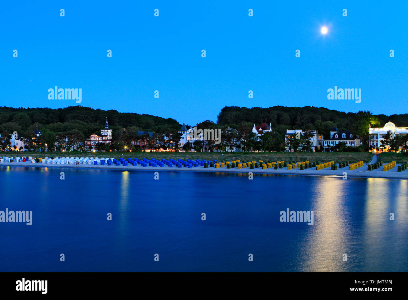 Beach chairs on a beach in Binz, Ruegen Island, Baltic Sea, Mecklenburg-Western Pomerania, Germany, Europe Stock Photo