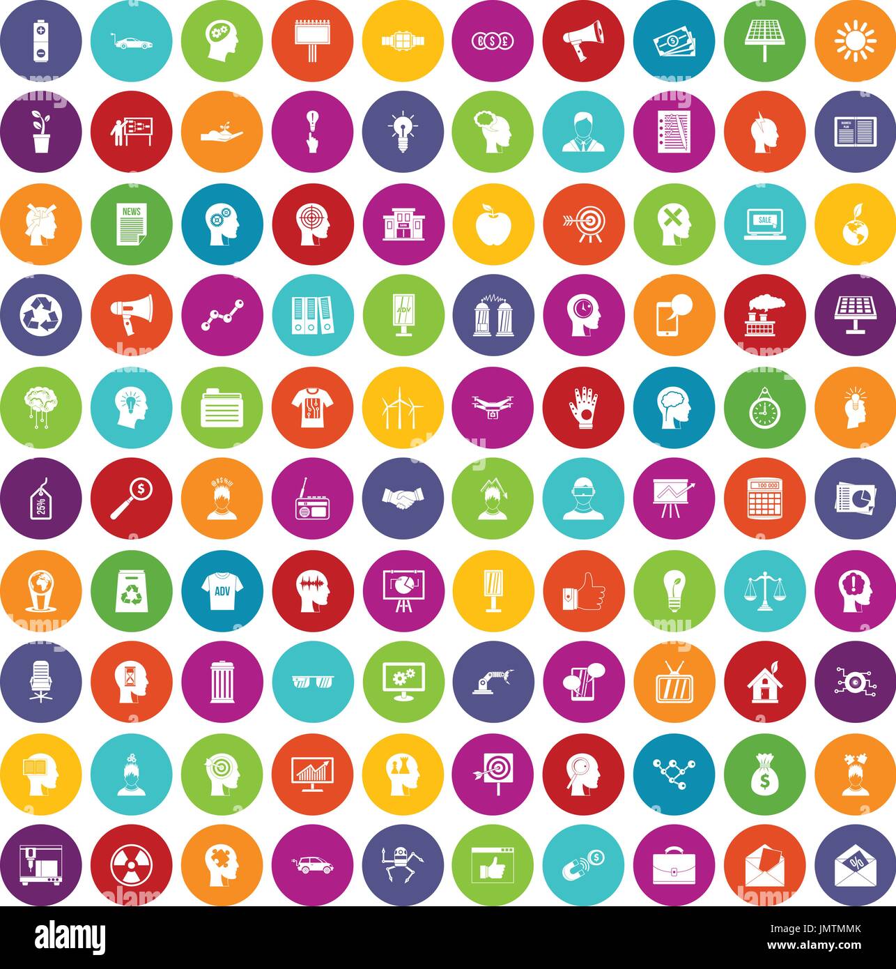 100 idea icons set color Stock Vector