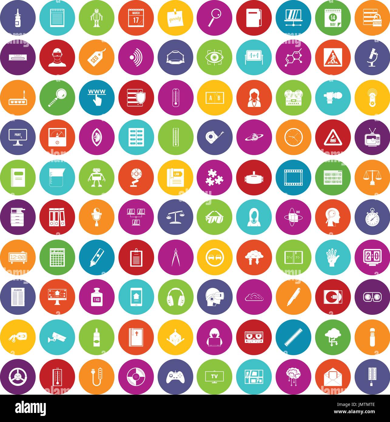 100 information icons set color Stock Vector