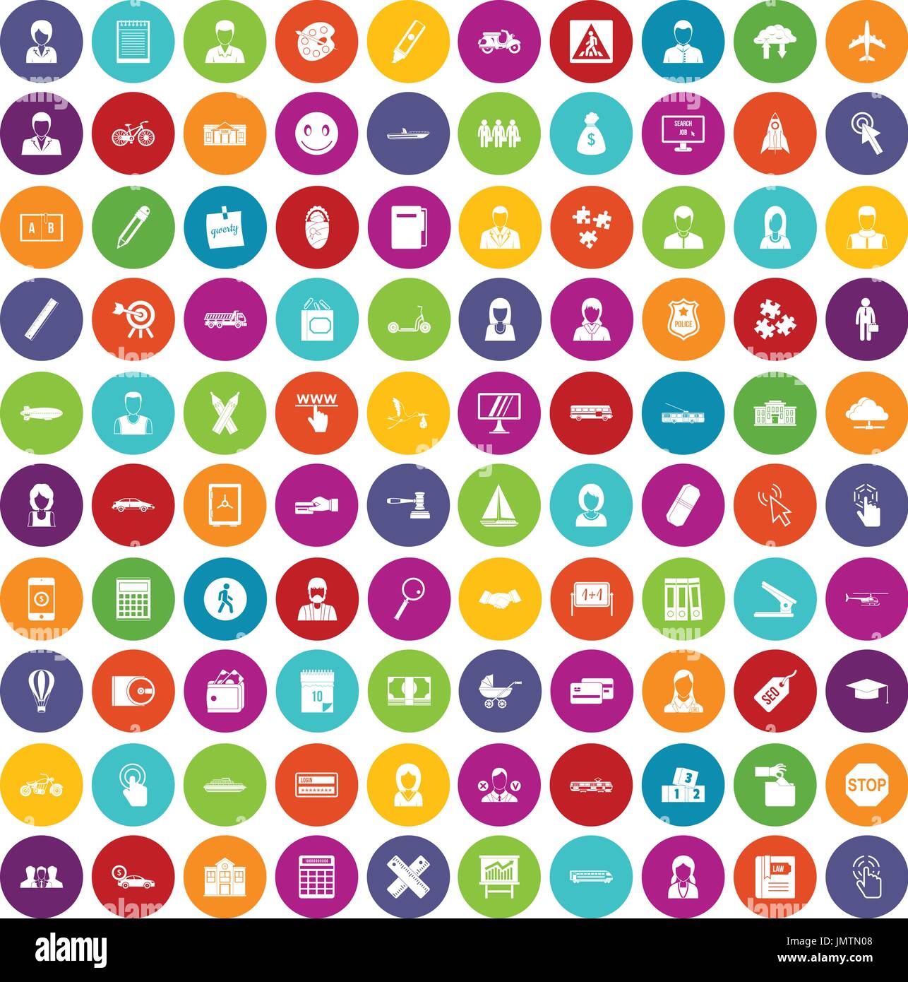 100 initiation icons set color Stock Vector