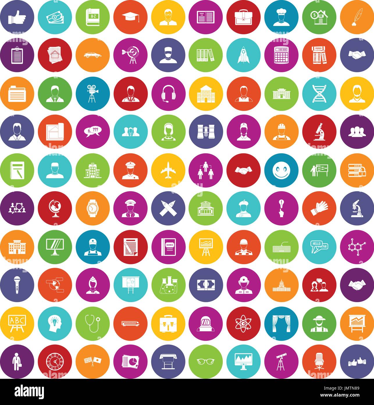 100 intelligent icons set color Stock Vector