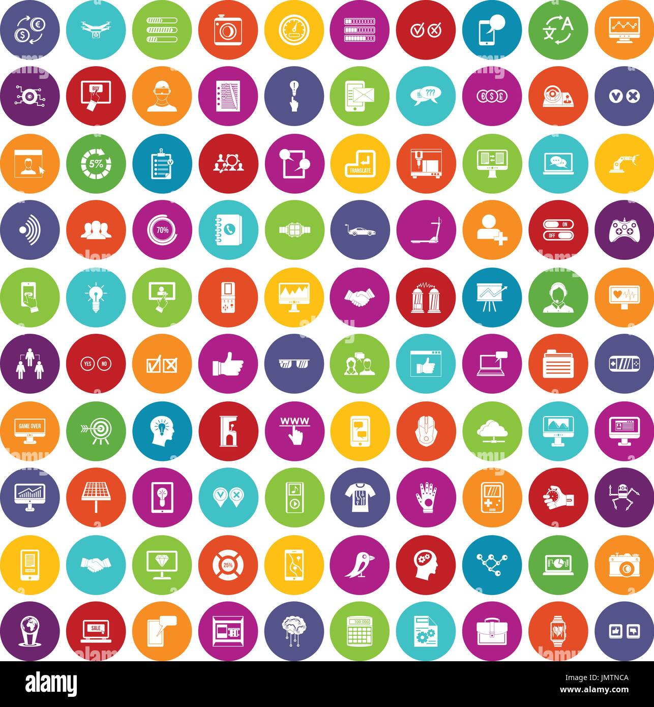 100 interface icons set color Stock Vector
