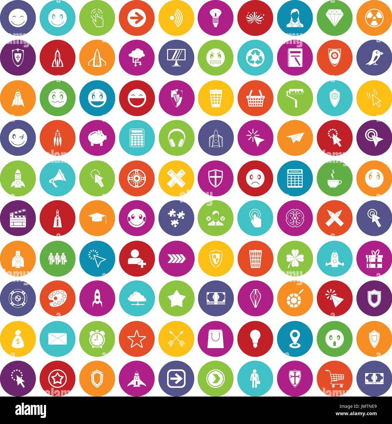 100 interface pictogram icons set color Stock Vector