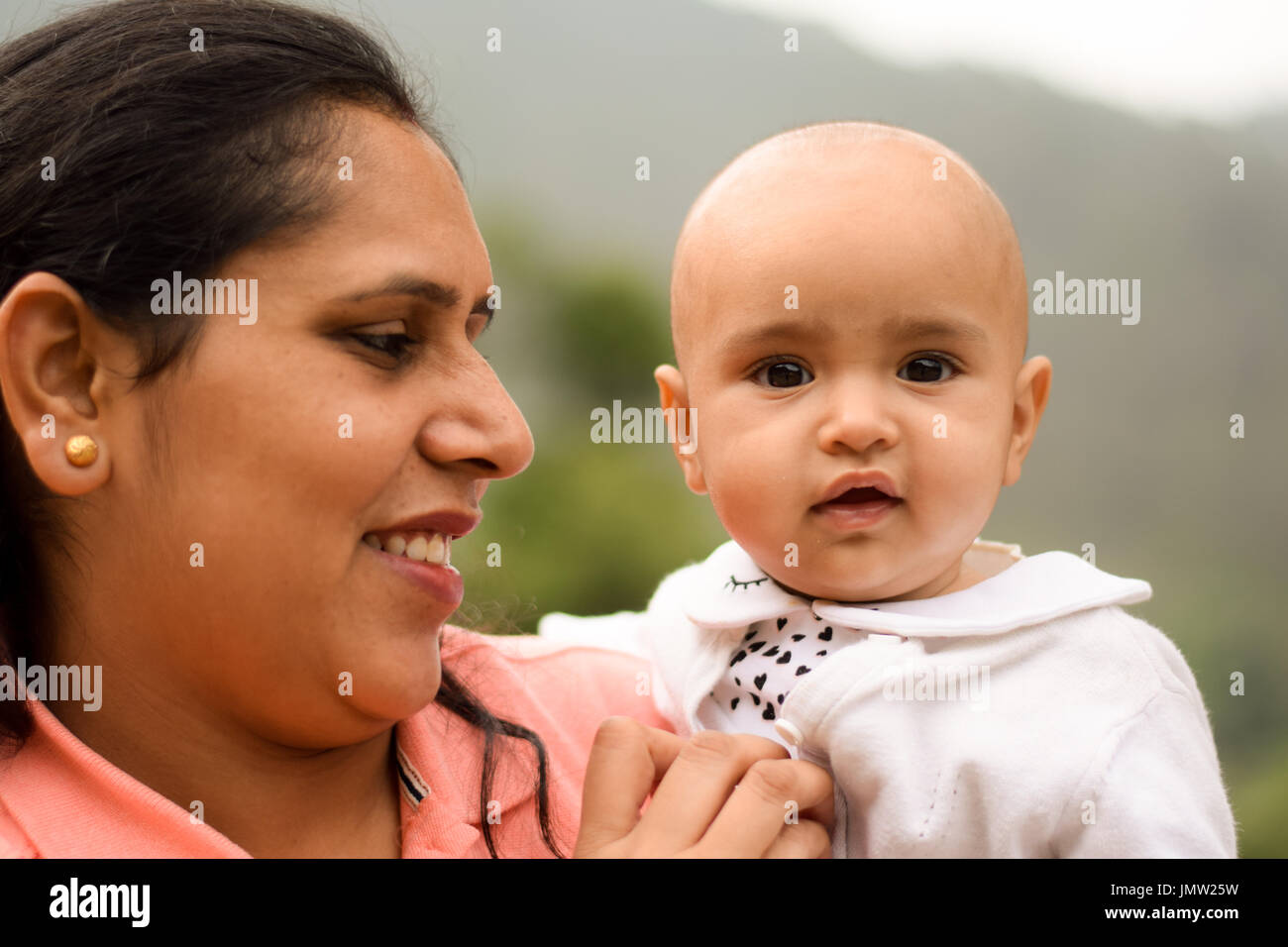happy mother with her baby daughter Stock Photo