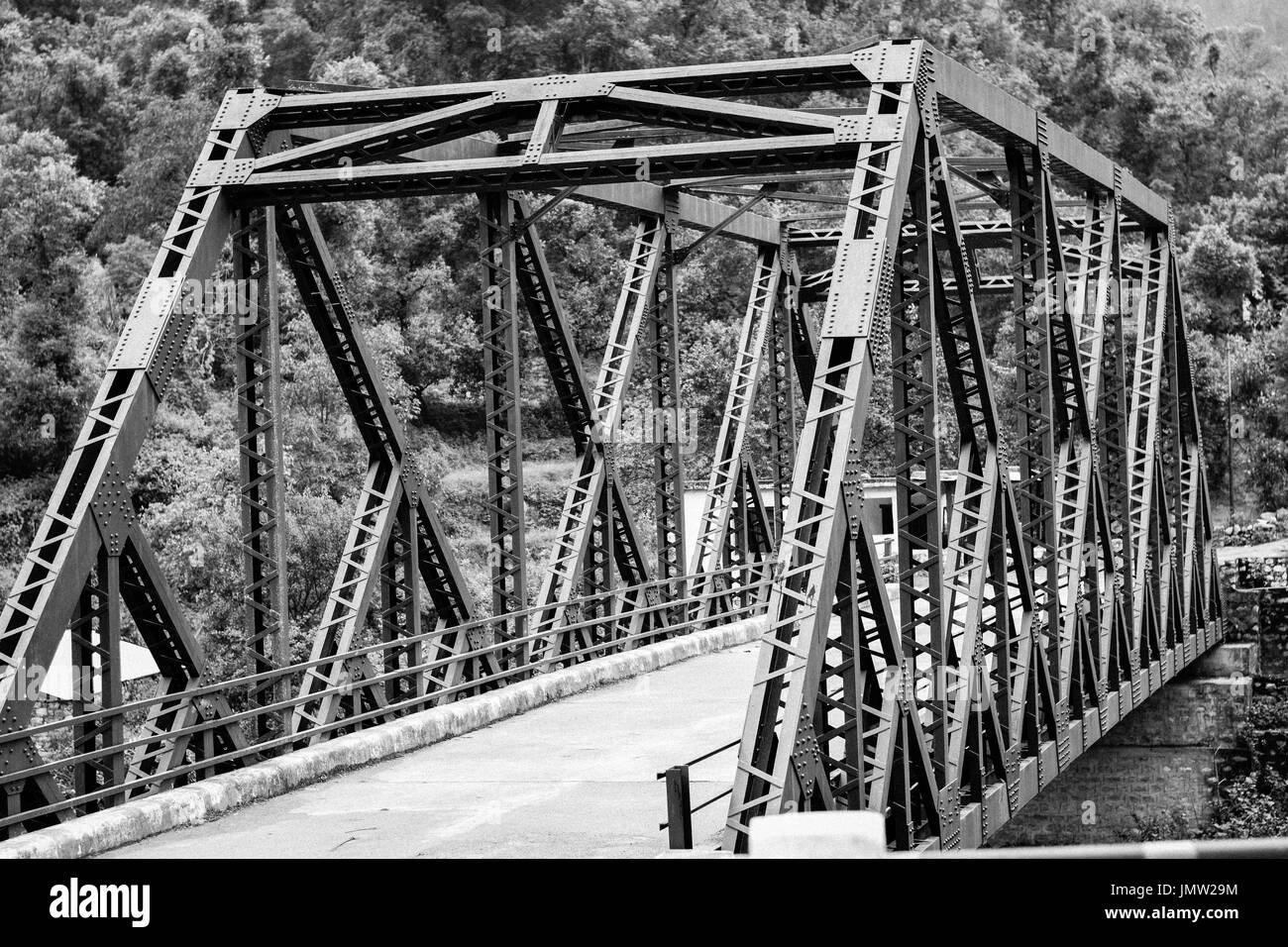 random shot of bridge in black and white Stock Photo