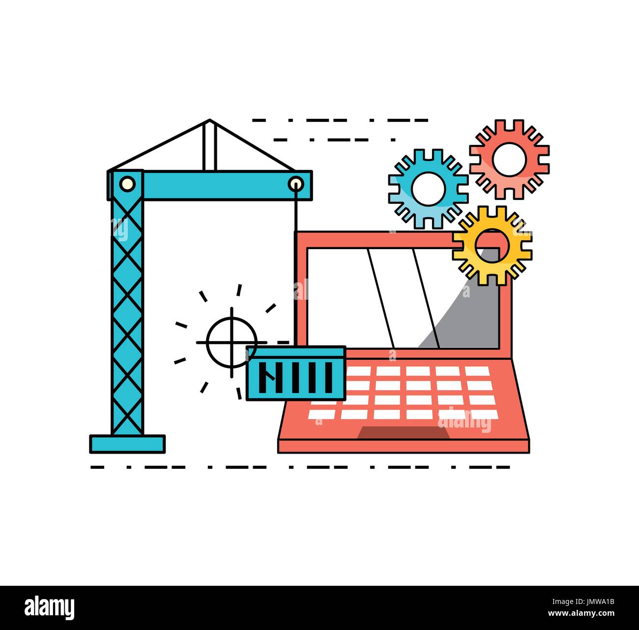 technology teamwork to development process Stock Vector