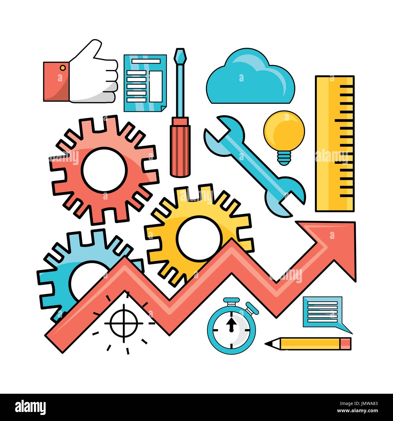 set data process with teamwork development process Stock Vector Image ...