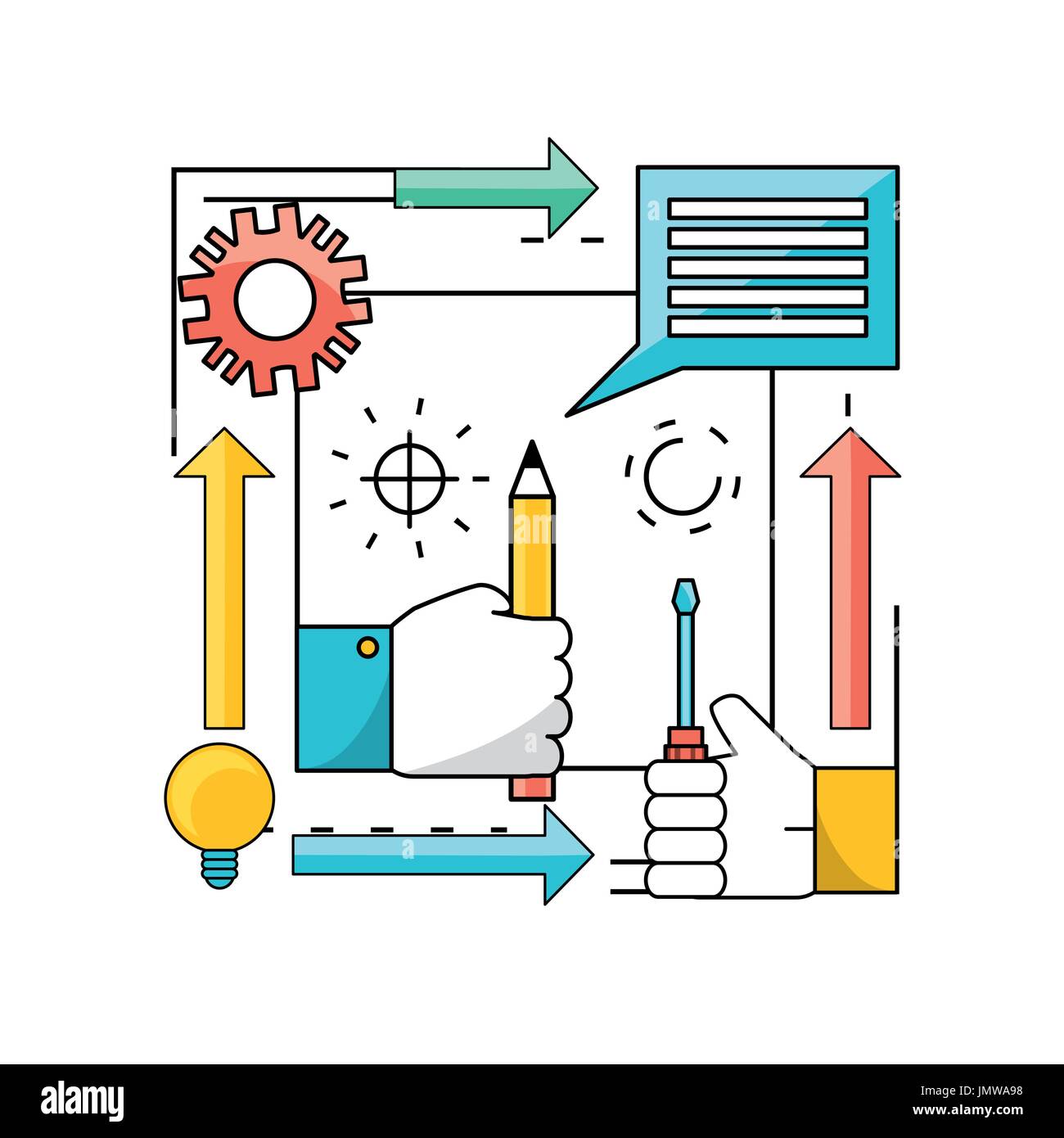 set data process with teamwork development process Stock Vector Image ...