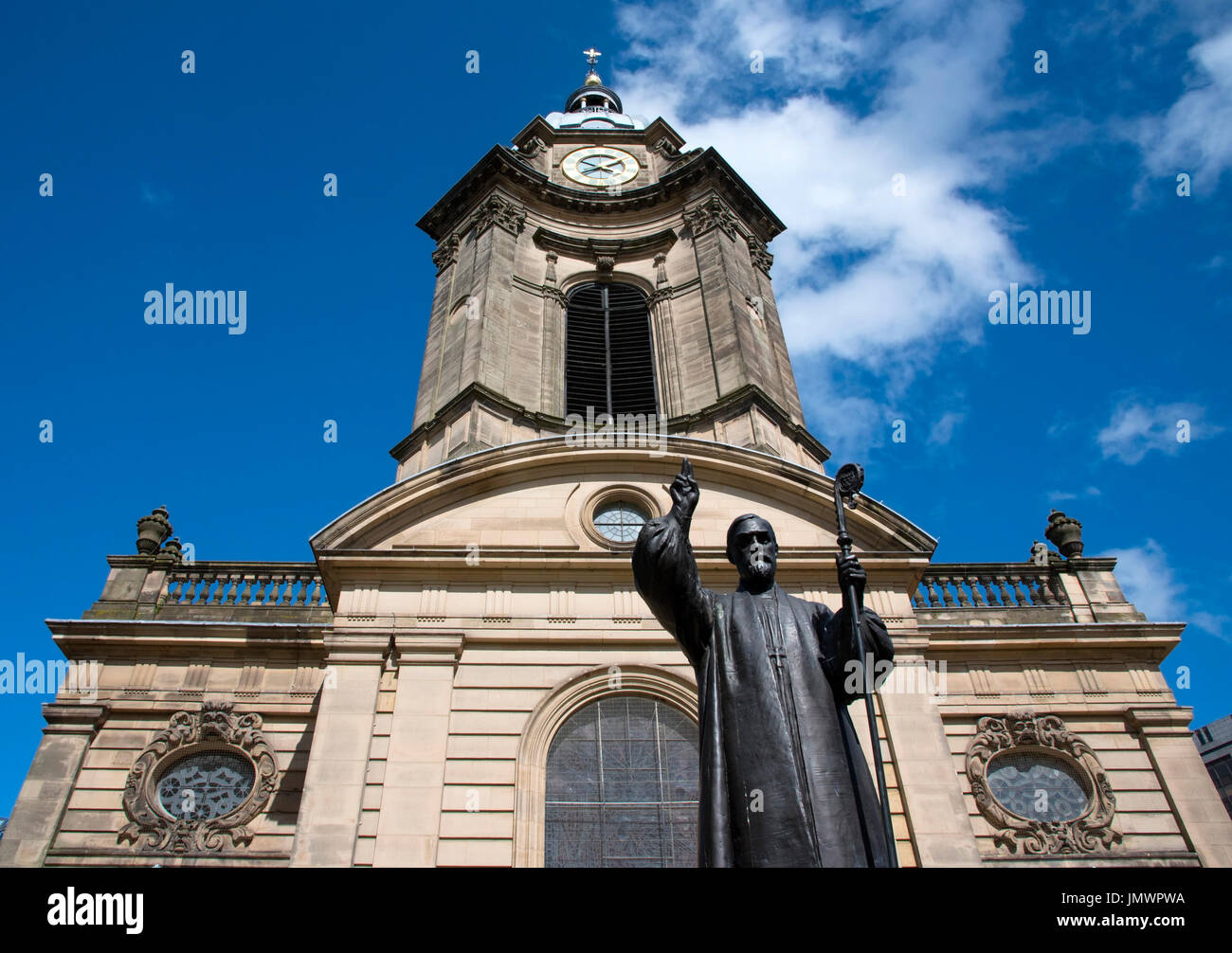 The bronze statue of Charles Gore, 1st Bishop of Birmingham stand outside St. Phlip's Cathedal, Birmingham, West Midlands, England, Europe Stock Photo