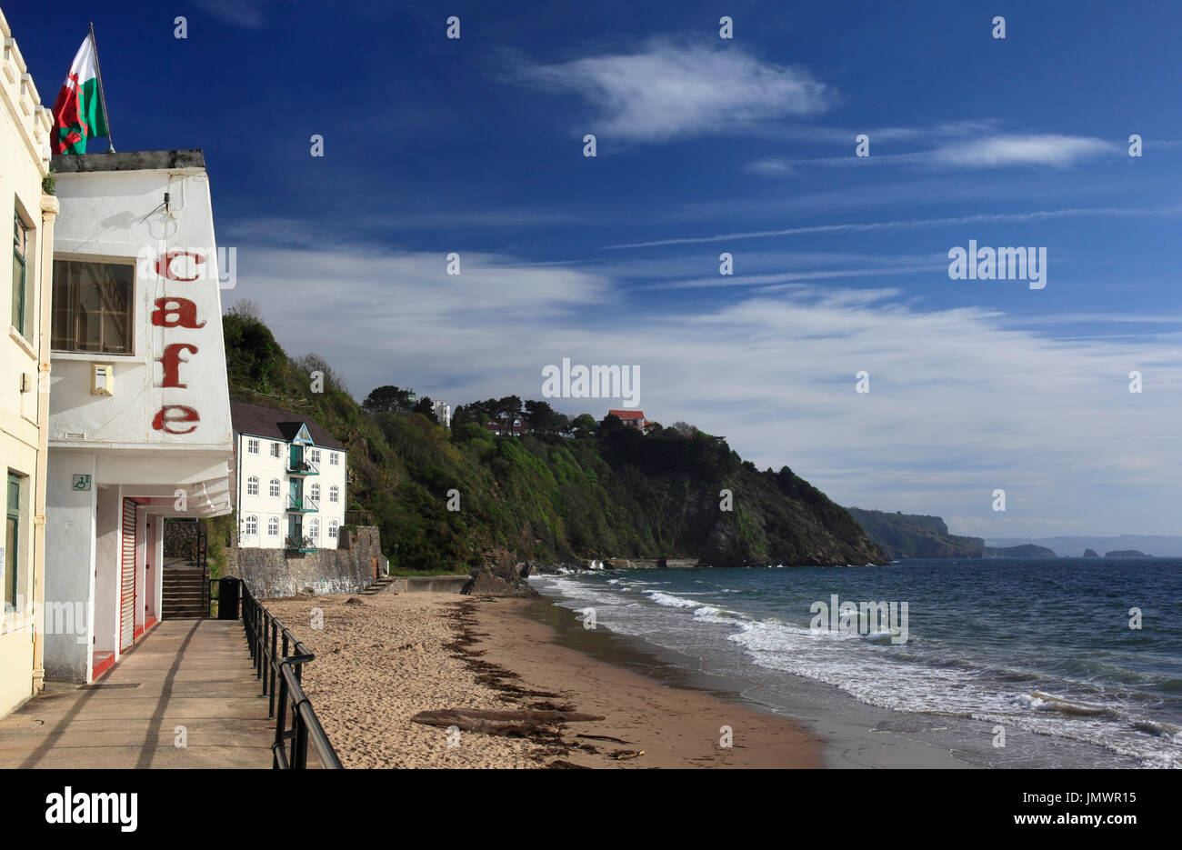 Cafe on Tenby's North Beach, Tenby, Pembrokeshire, Wales, Europe Stock Photo