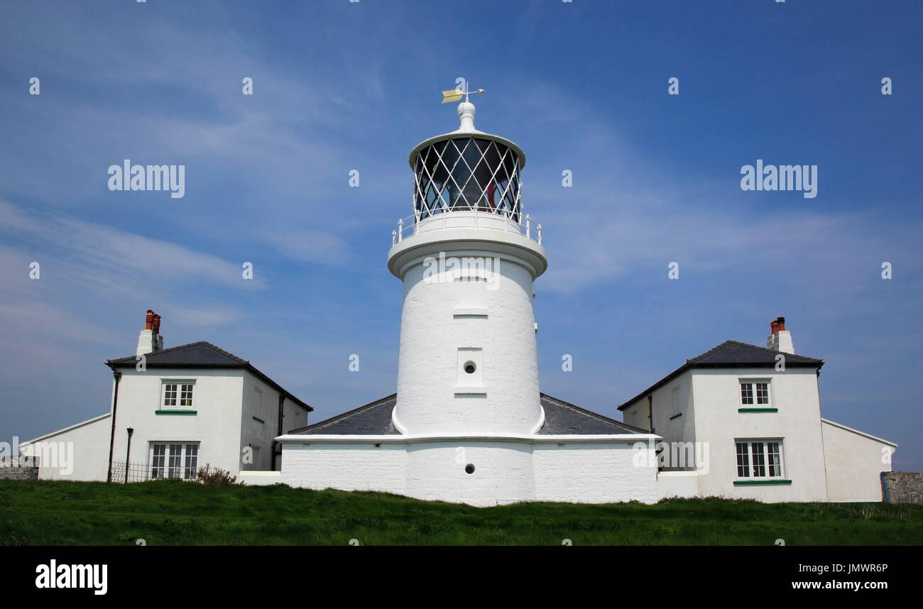 The lighthouse on Caldey Island, Pembrokeshire, Wales, Europe Stock Photo